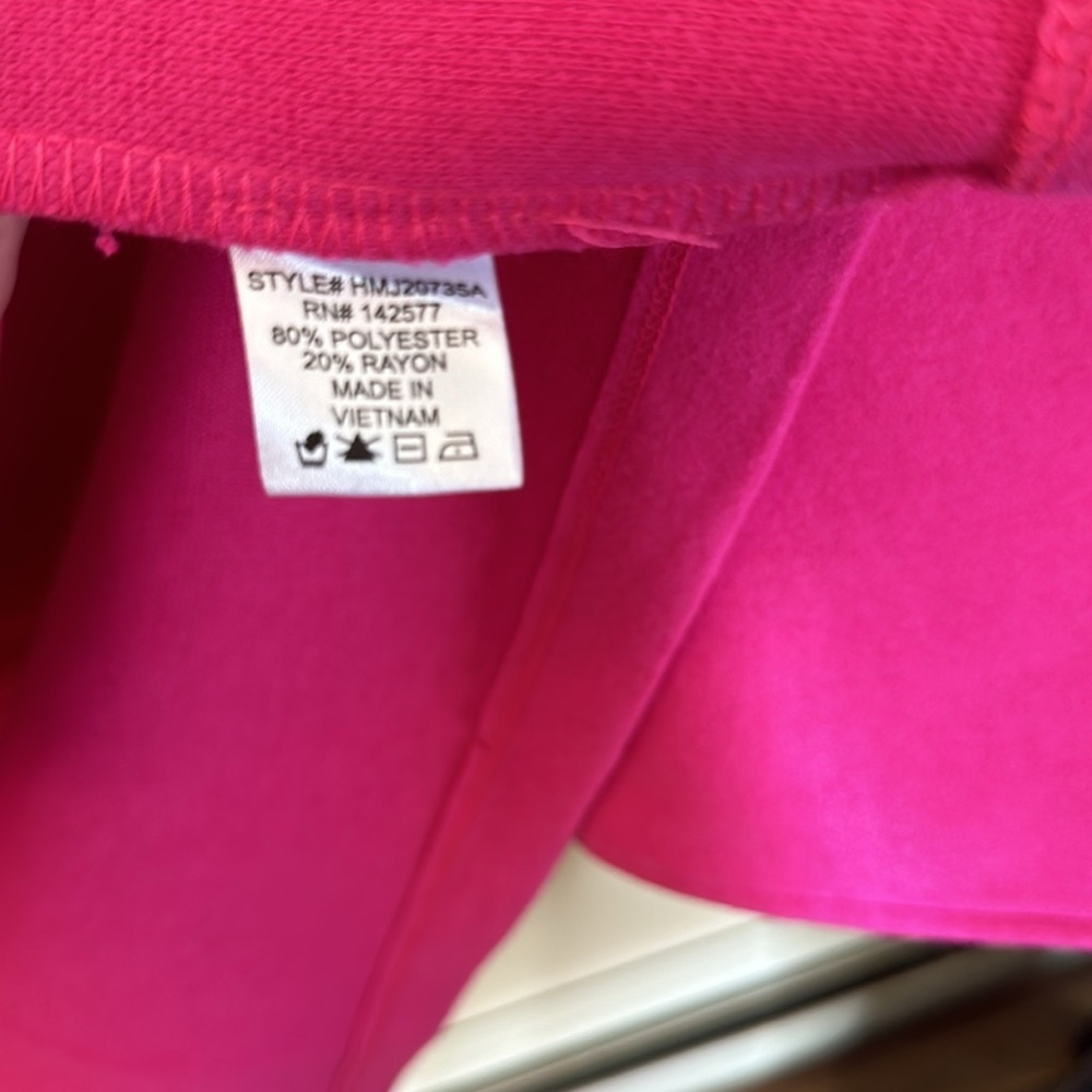 Haute Monde Longline Coat Size Large Hot Pink Side Pockets Single Button Closure - Picture 3 of 13